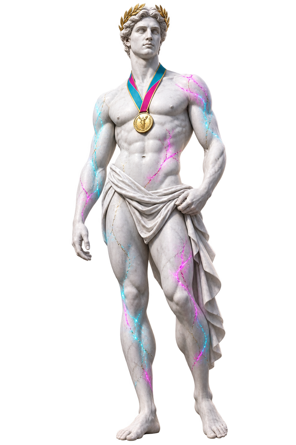 Marble Olympian runner statue